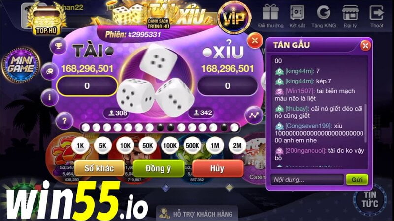 WIN55 là một trong những nơi có trò chơi Tài Xỉu chất lượng
