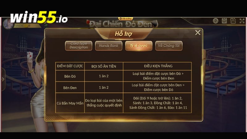 Tỷ lệ cược trong game sẽ có 3 điểm đặt cược phổ biến nhất là Đỏ, Đen và Cú Bắn May Mắn
