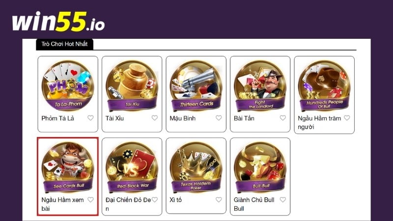 Ngầu Hầm Xem Bài là một tựa game phổ biến được chia đều vào 4 cột chính